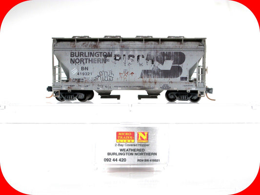N Scale **BURLINGTON NORTHERN** Weathered Hopper #419321 - Micro Trains 09244420