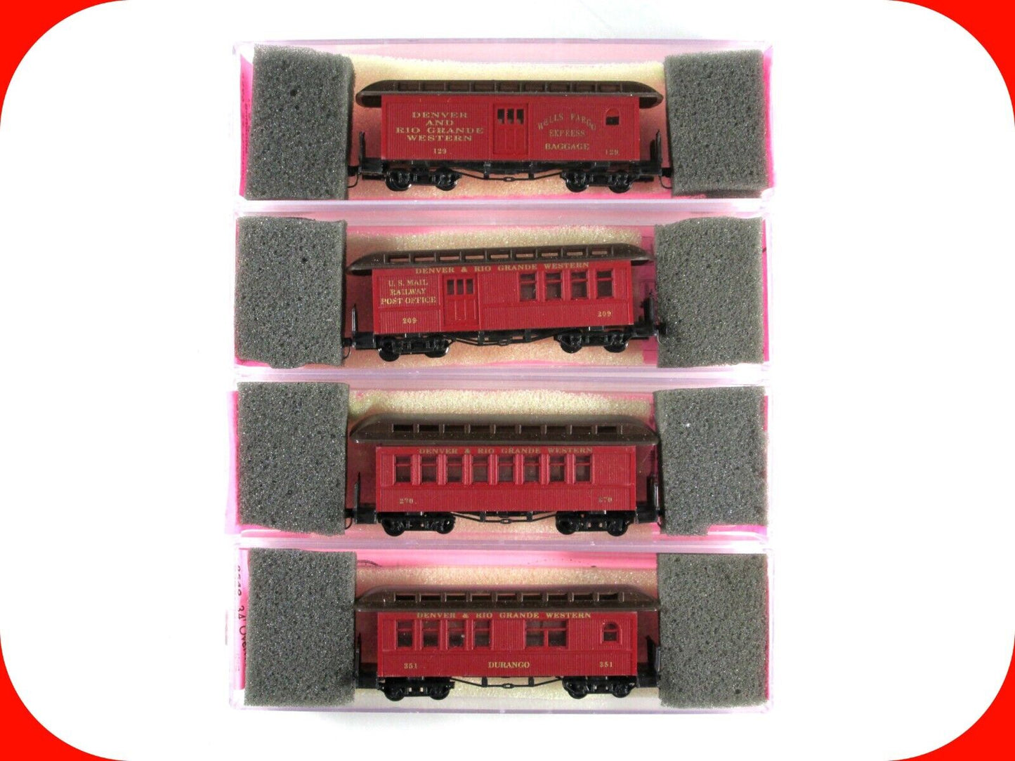 Nn3 Scale **DENVER RIO GRANDE** Overton Passenger 4-Pack - Roundhouse, MTL Cplrs