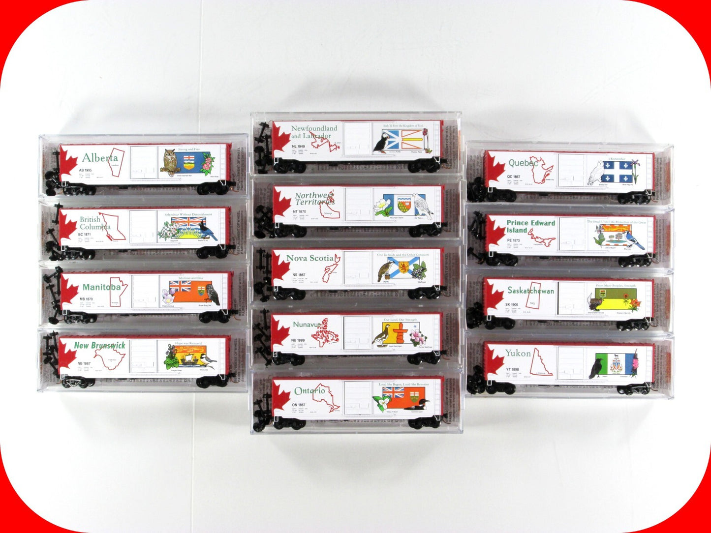 N Scale **CANADIAN 13 PROVINCE & TERRITORY** Full Box Car Set - Micro Trains