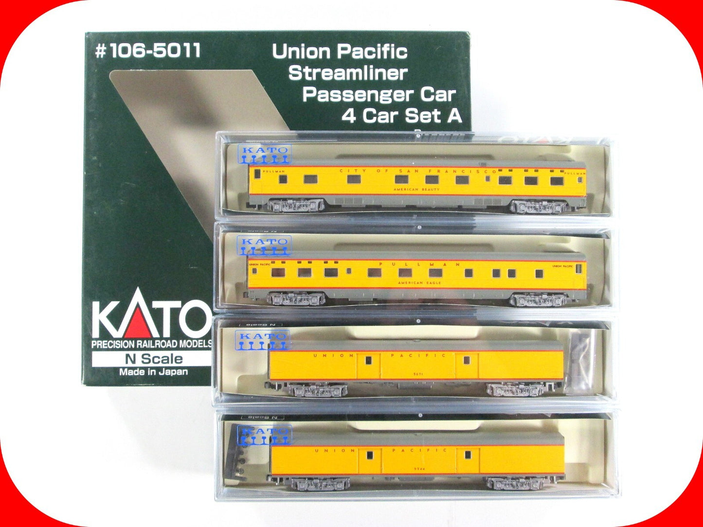 N Scale ***UNION PACIFIC*** Streamliner Passenger 4-Car Set A - Kato 106-5011