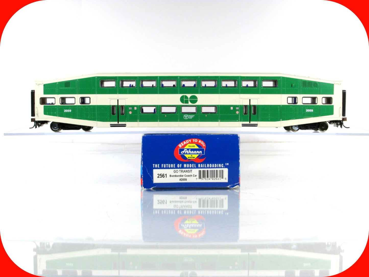 HO Scale ***GO TRANSIT*** Bombardier Passenger Coach Car #2059 ---- Athearn 2561