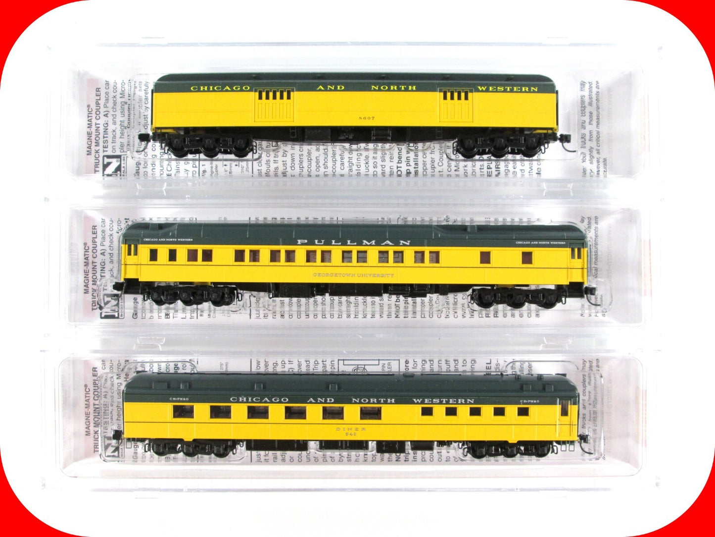 N Scale CHICAGO and NORTH WESTERN Heavyweight Passenger 3-Car Set -Micro Trains