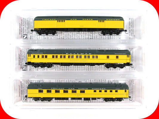 N Scale CHICAGO and NORTH WESTERN Heavyweight Passenger 3-Car Set -Micro Trains