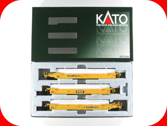HO Scale TTX Double Stack Well Car Set for 53' Containers #724792 - Kato 30-9051