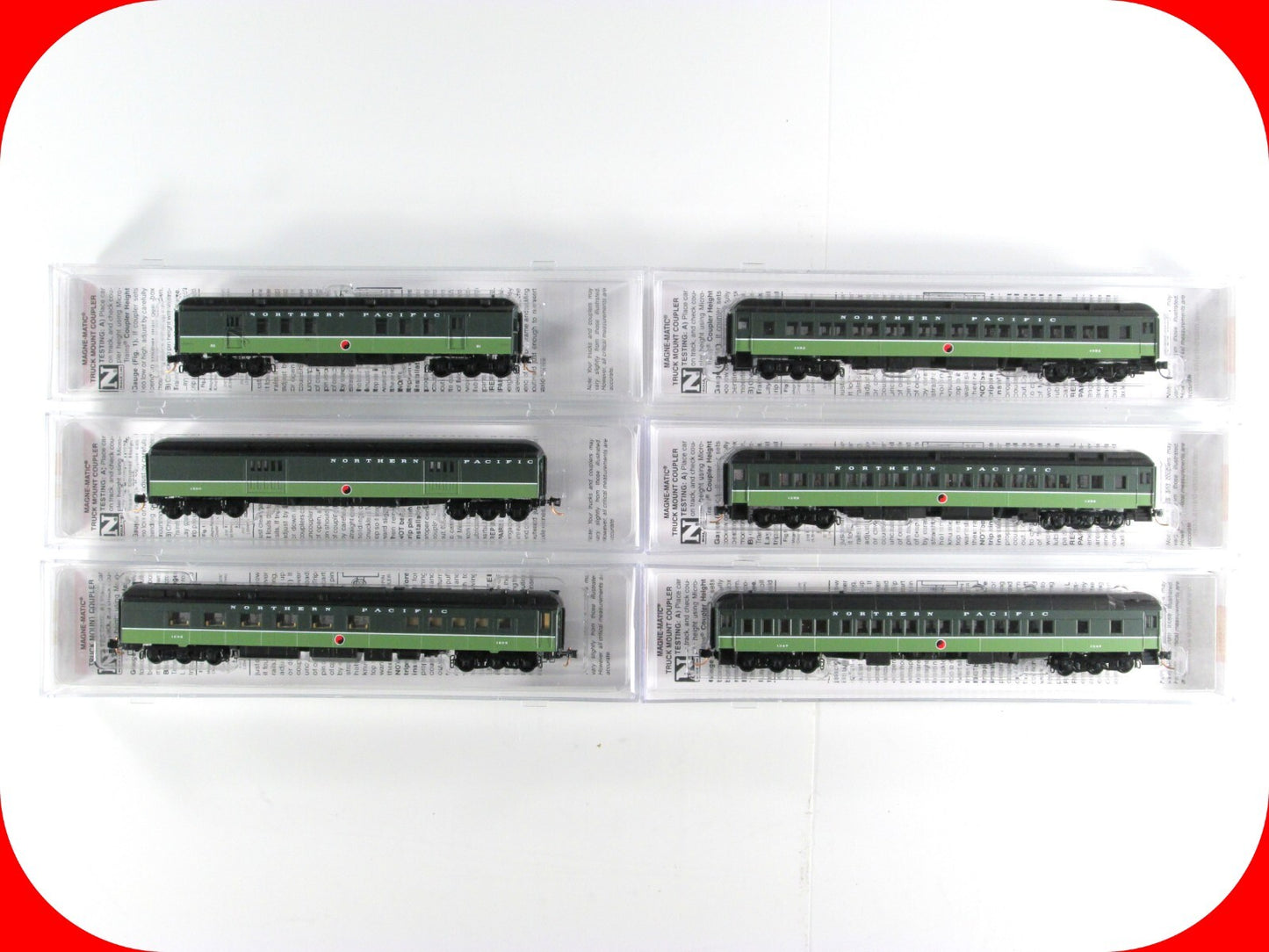 N Scale NORTHERN PACIFIC *LOEWY SCHEME* Passenger Car 6-Pack Set -- Micro Trains