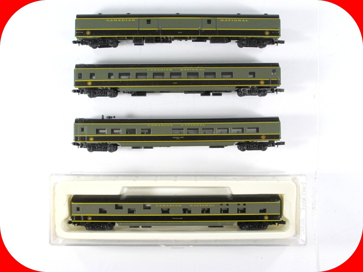 N Scale CANADIAN NATIONAL Lightweight Passenger Car 4-Pack Set ---- Con-Cor