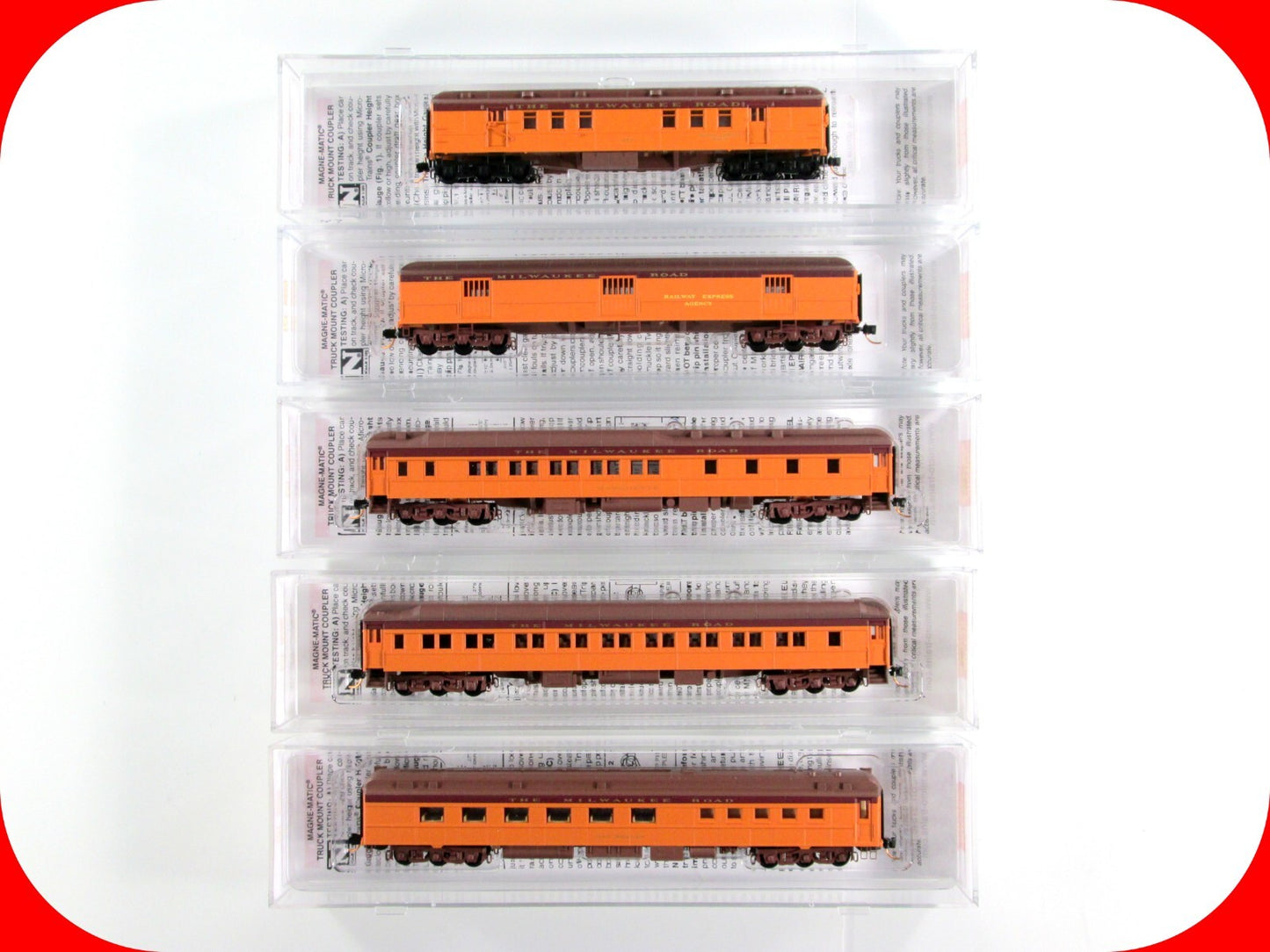 N Scale MILWAUKEE ROAD / MILW Heavyweight Passenger Car 5-Pack Set -Micro Trains