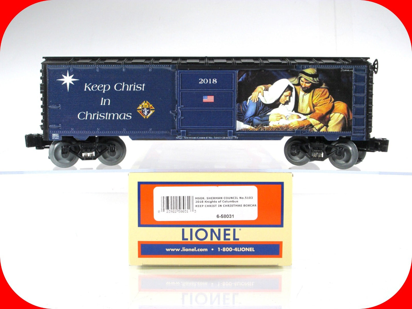 O Scale **KEEP CHRIST In CHRISTMAS** 2018, 40' Box Car - Lionel 6-58031 **RARE**