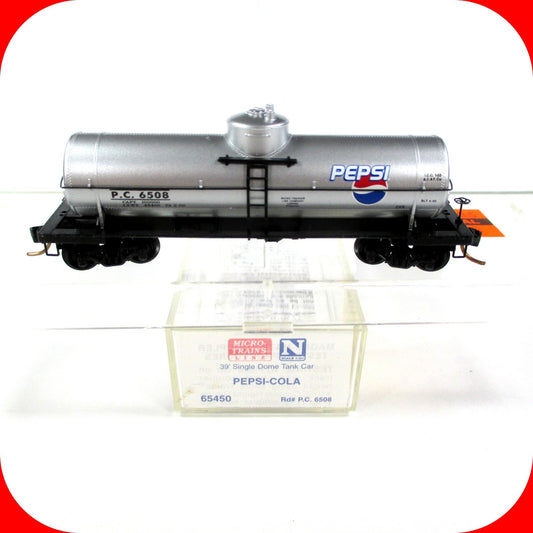 N Scale ***PEPSI-COLA*** 39' Single Dome Tank Car - PC 6508 - Micro Trains 65450