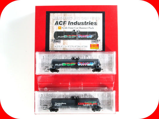 N Scale **ACFX** Weathered & Graffiti 56' Tank 2-Car Set - Micro Trains 99305060