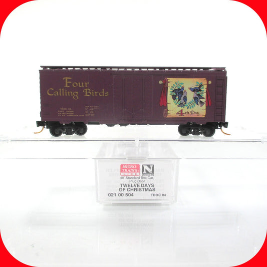 N Scale **FOUR CALLING BIRDS** 12 Days Christmas Box Car --Micro Trains 02100504