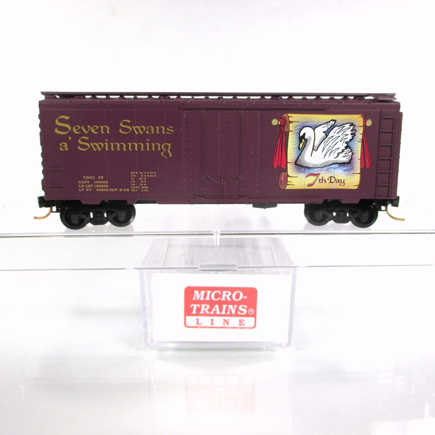 N Scale *SEVEN SWANS SWIMMING* 12 Days Christmas Box Car --Micro Trains 02100507
