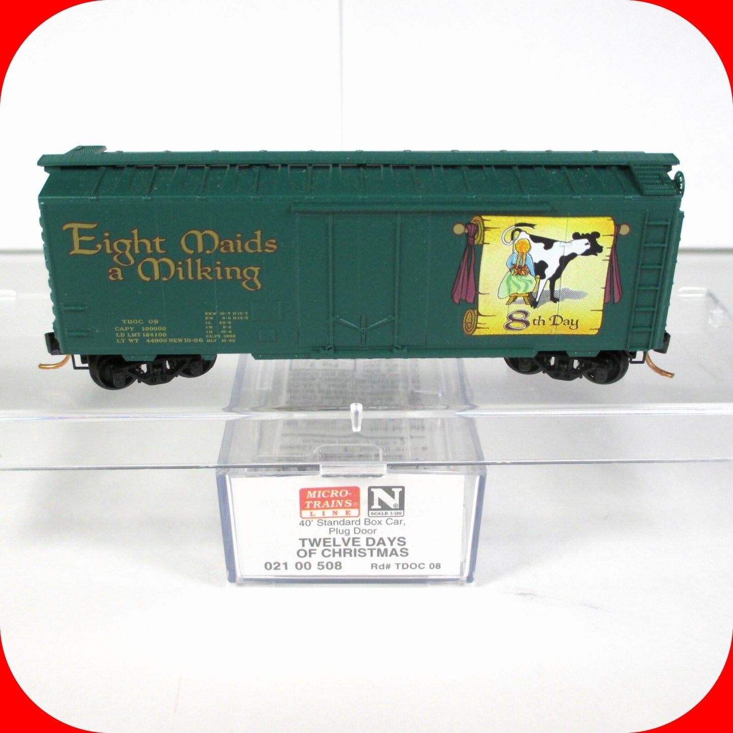N Scale **EIGHT MAIDS MILKING** 12 Days Christmas Box Car- Micro Trains 02100508