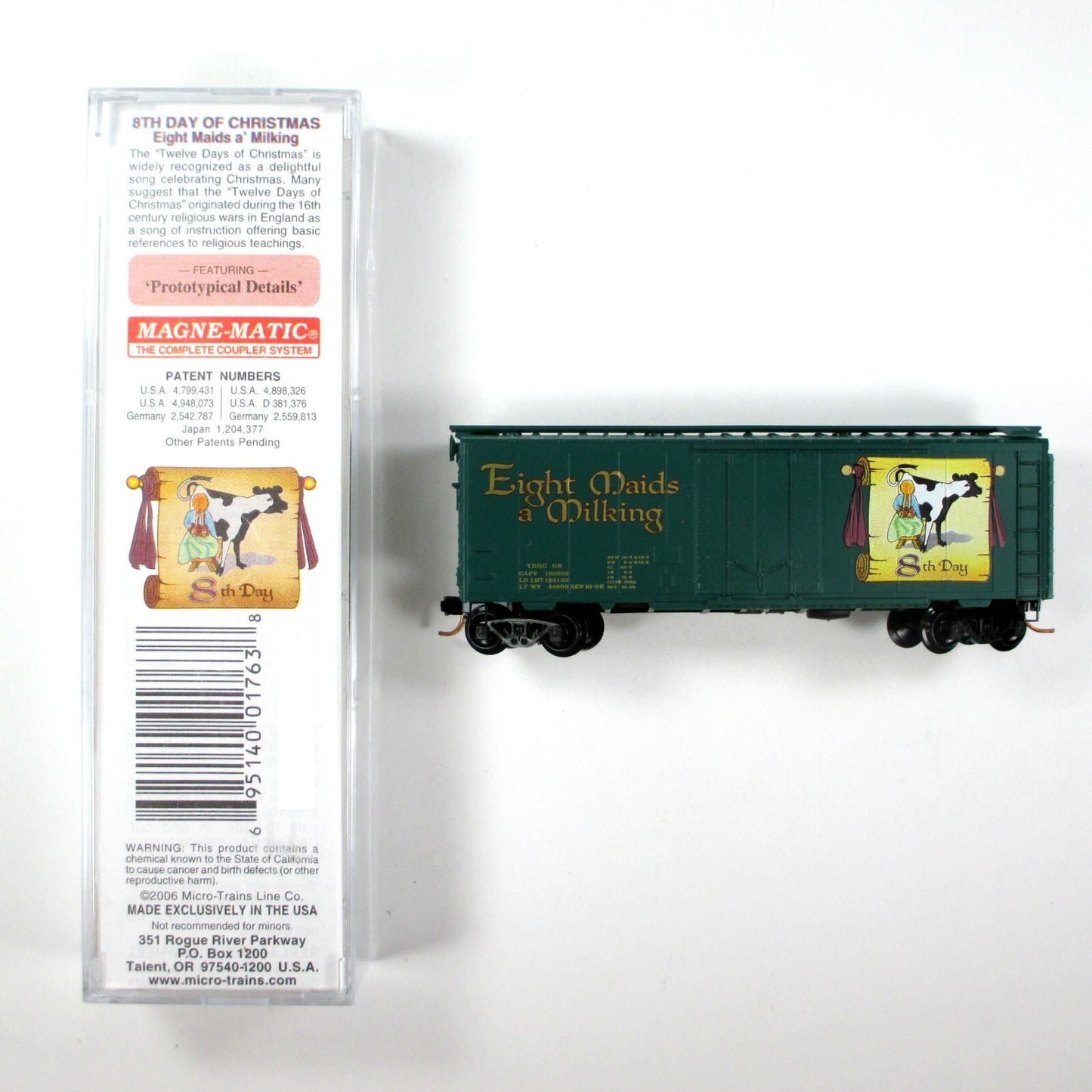N Scale **EIGHT MAIDS MILKING** 12 Days Christmas Box Car- Micro Trains 02100508