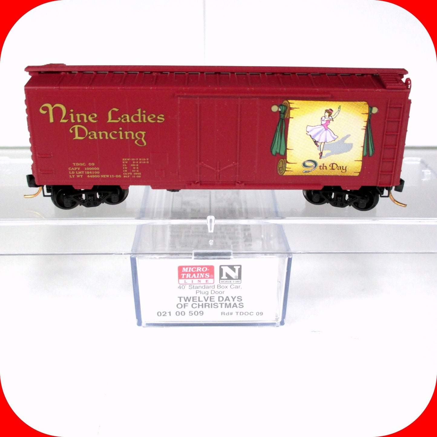 N Scale **NINE LADIES DANCING** 12 Days Christmas Box Car- Micro Trains 02100509