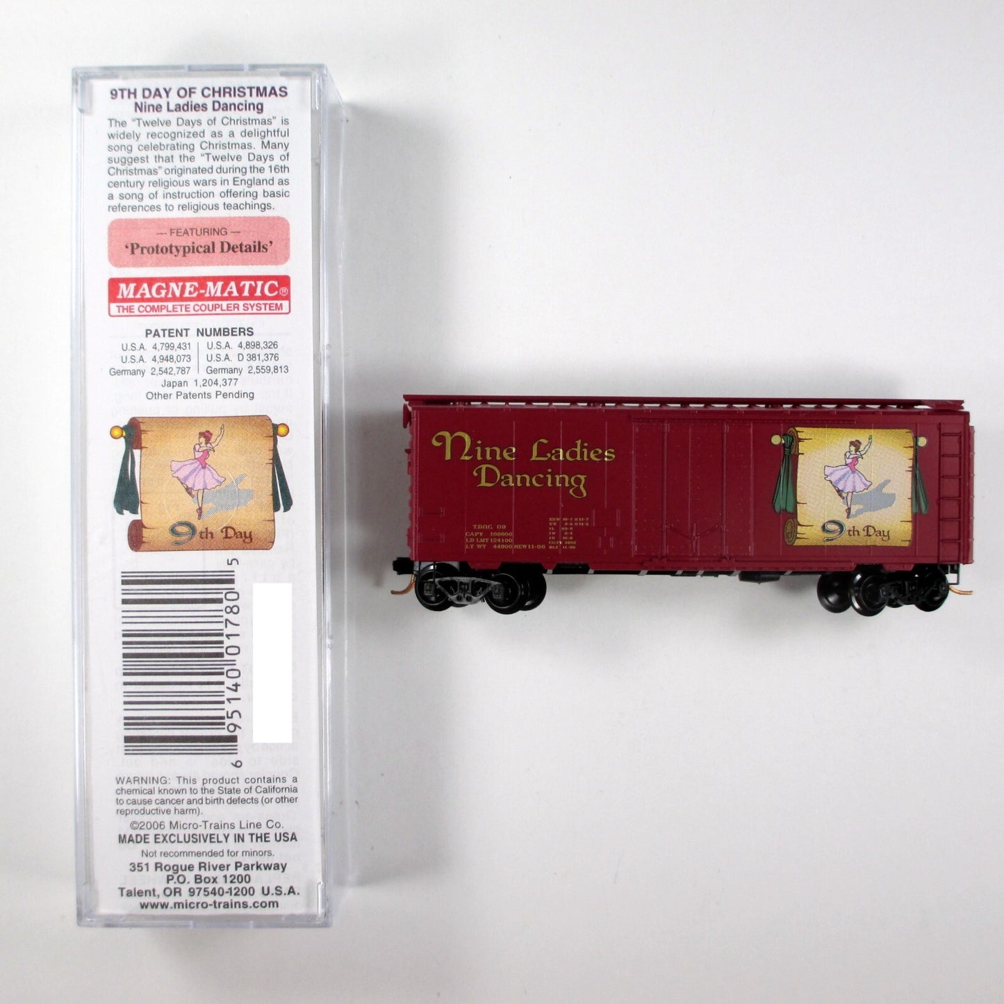 N Scale **NINE LADIES DANCING** 12 Days Christmas Box Car- Micro Trains 02100509