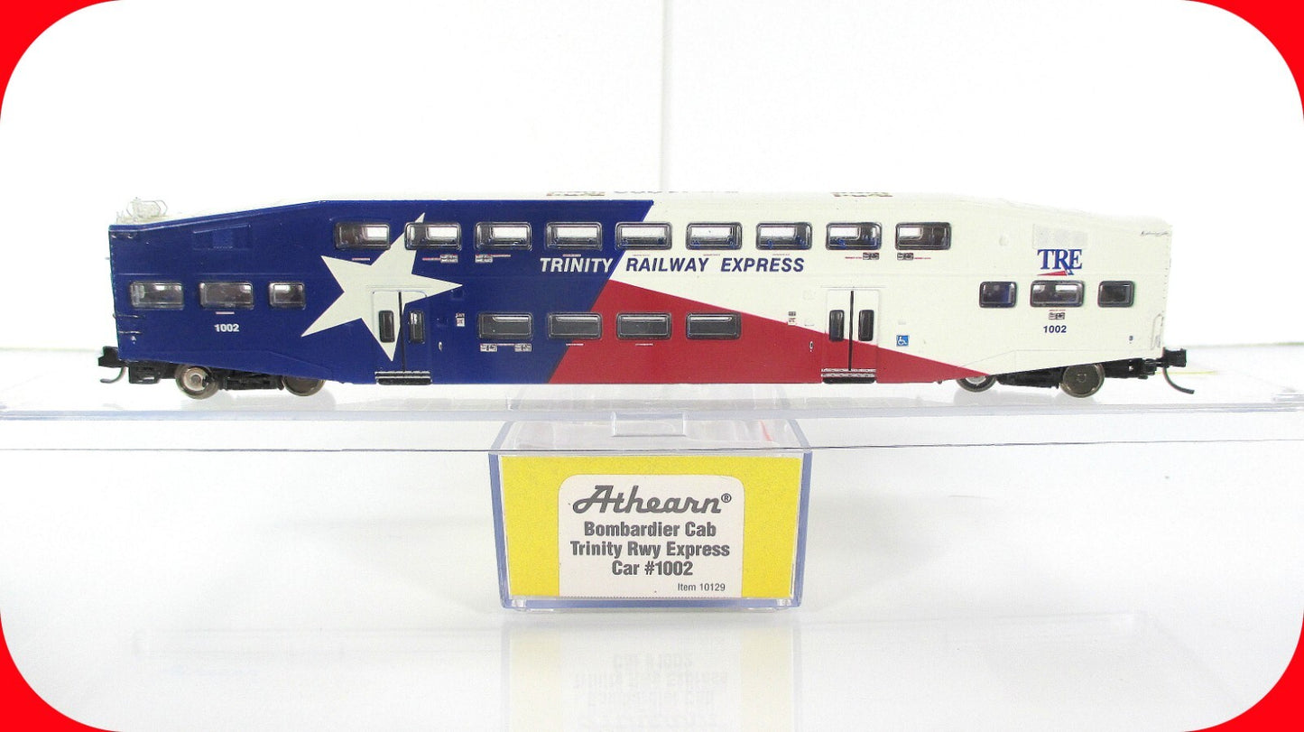 N Scale BOMBARDIER Dallas TRE Trinity Railway Control Car #1002  --Athearn 10129