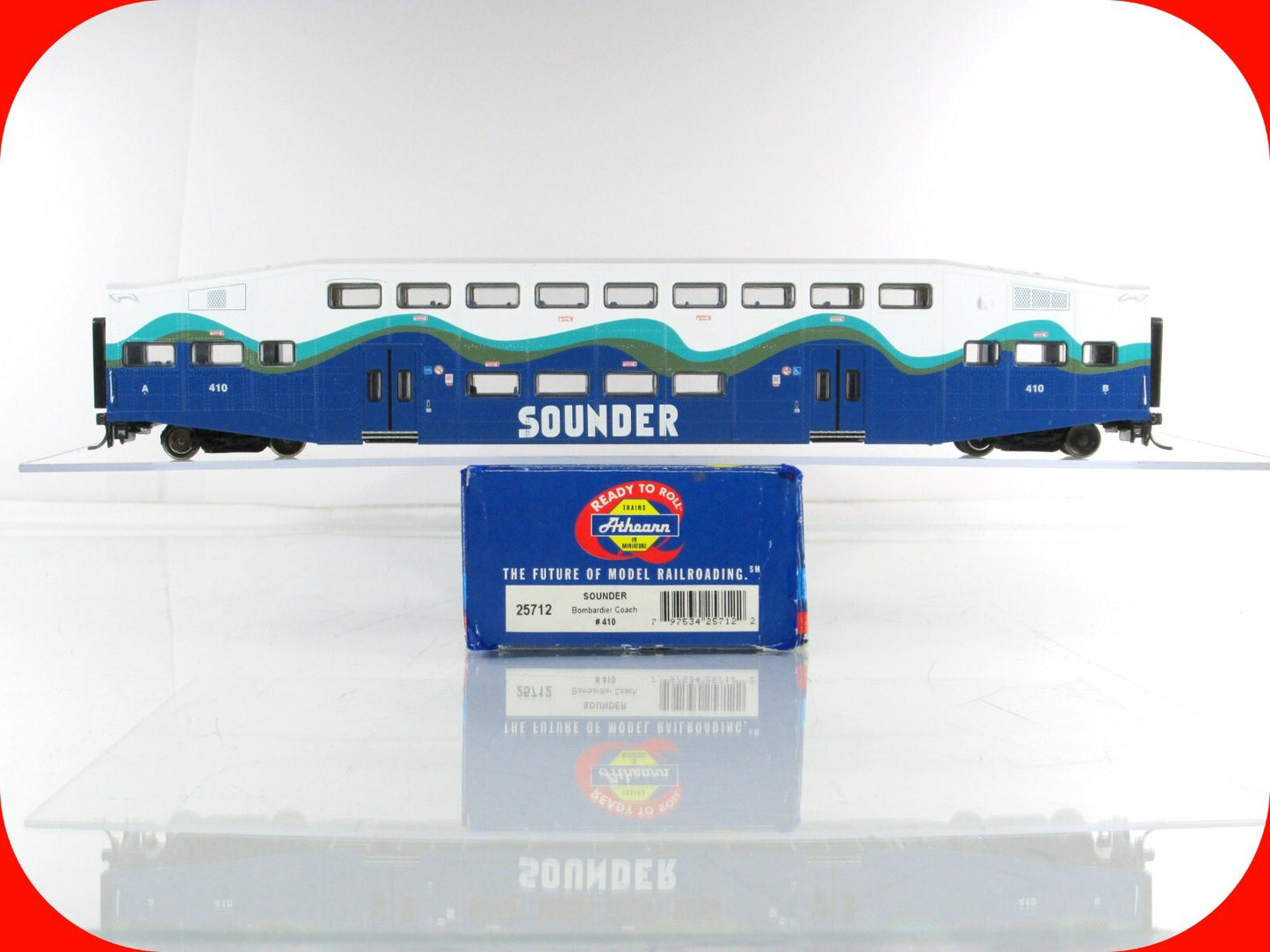 HO Scale ***SEATTLE SOUNDER*** Bombardier Commuter Coach #410 --- Athearn 25712