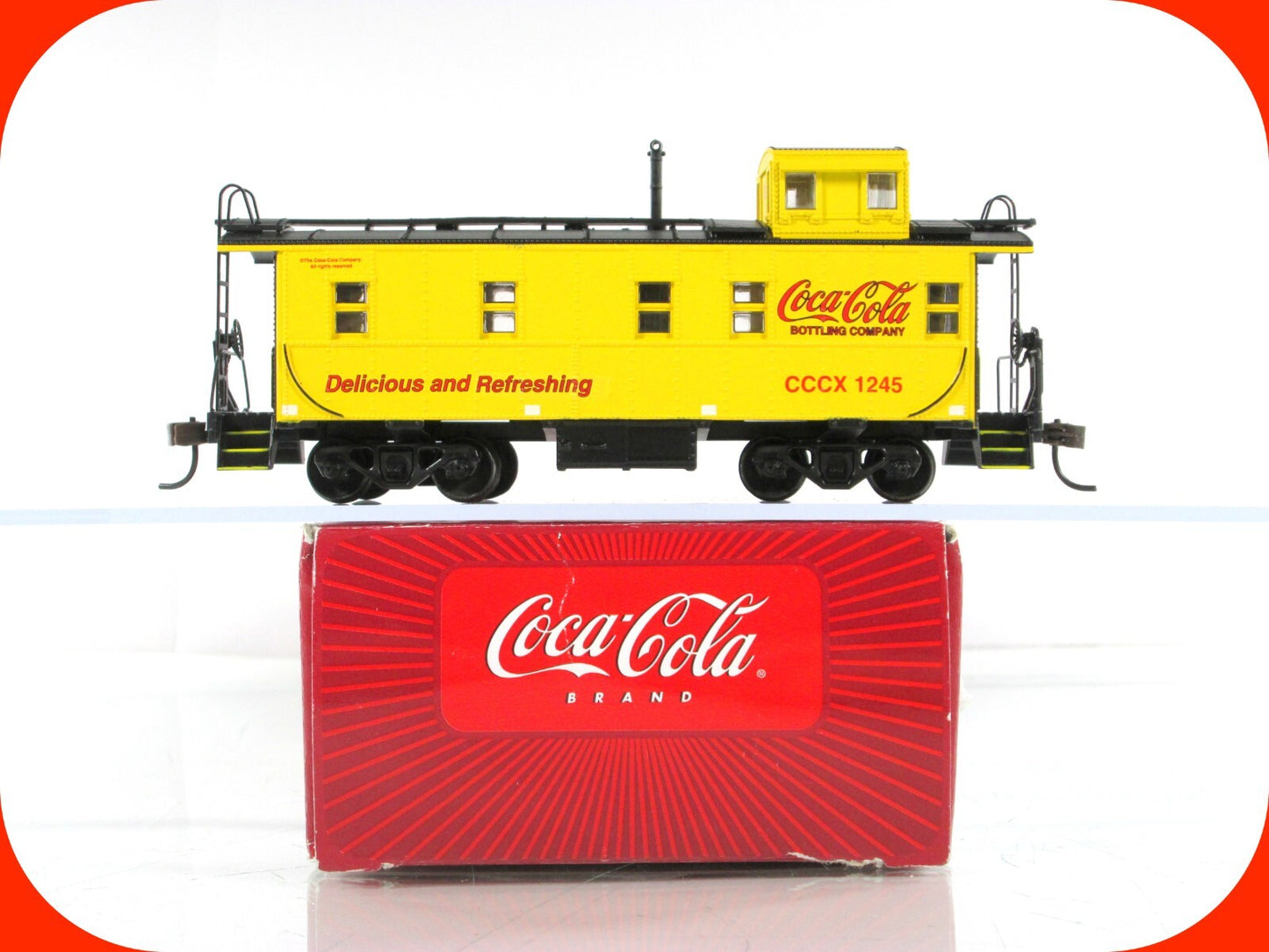 HO Scale ***COCA COLA*** Yellow Steel Cupola Caboose, CCCX 1245 --- Athearn 8360