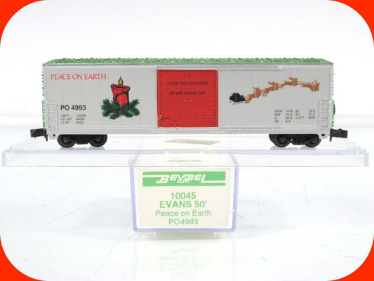 N Scale ***PEACE ON EARTH*** 50' CHRISTMAS Box Car - PO 4993 ----- Bev-Bel 10045