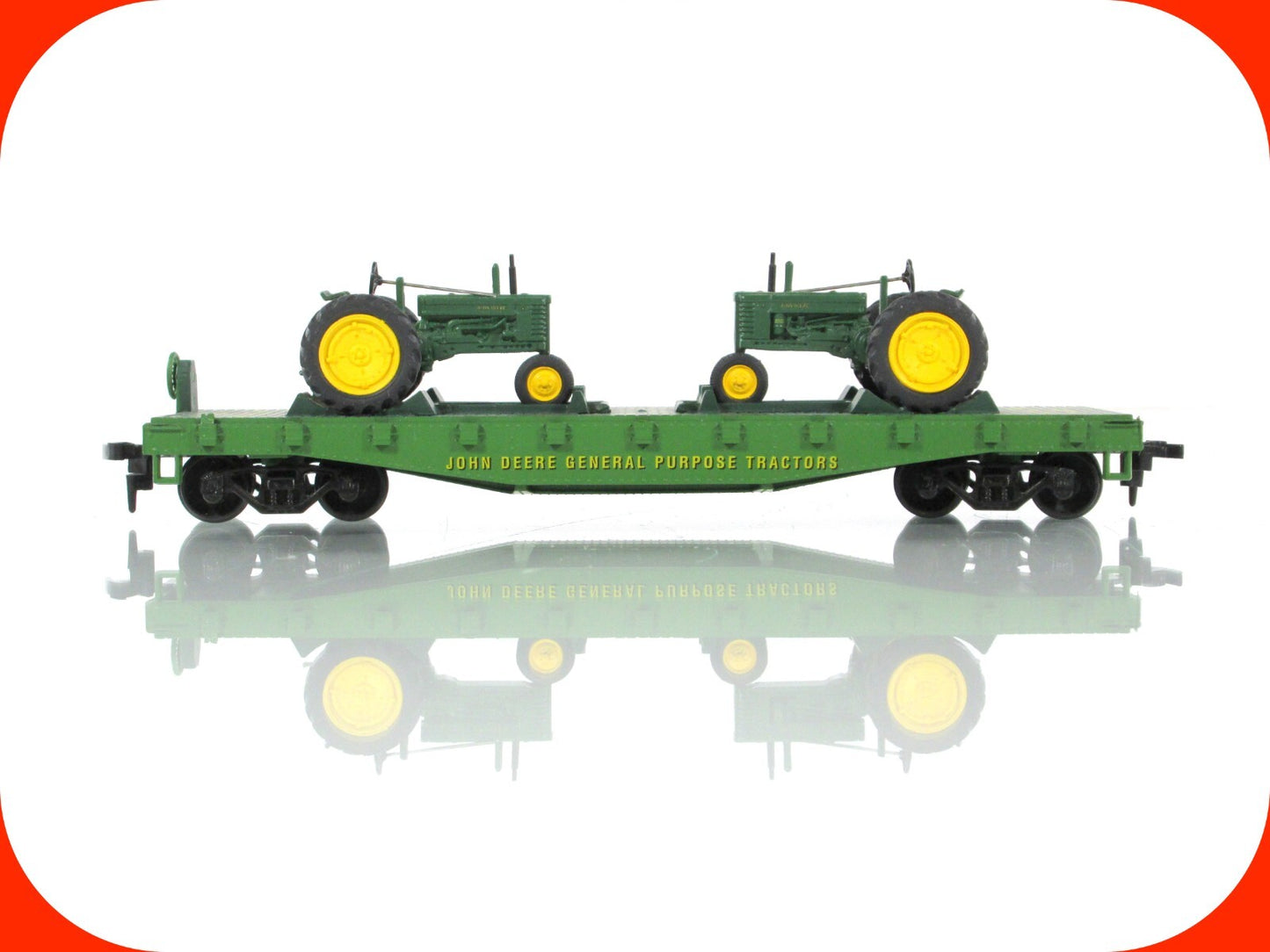 HO Scale ***JOHN DEERE*** 40' Flat Car w/ Farm Tractors ----- Athearn