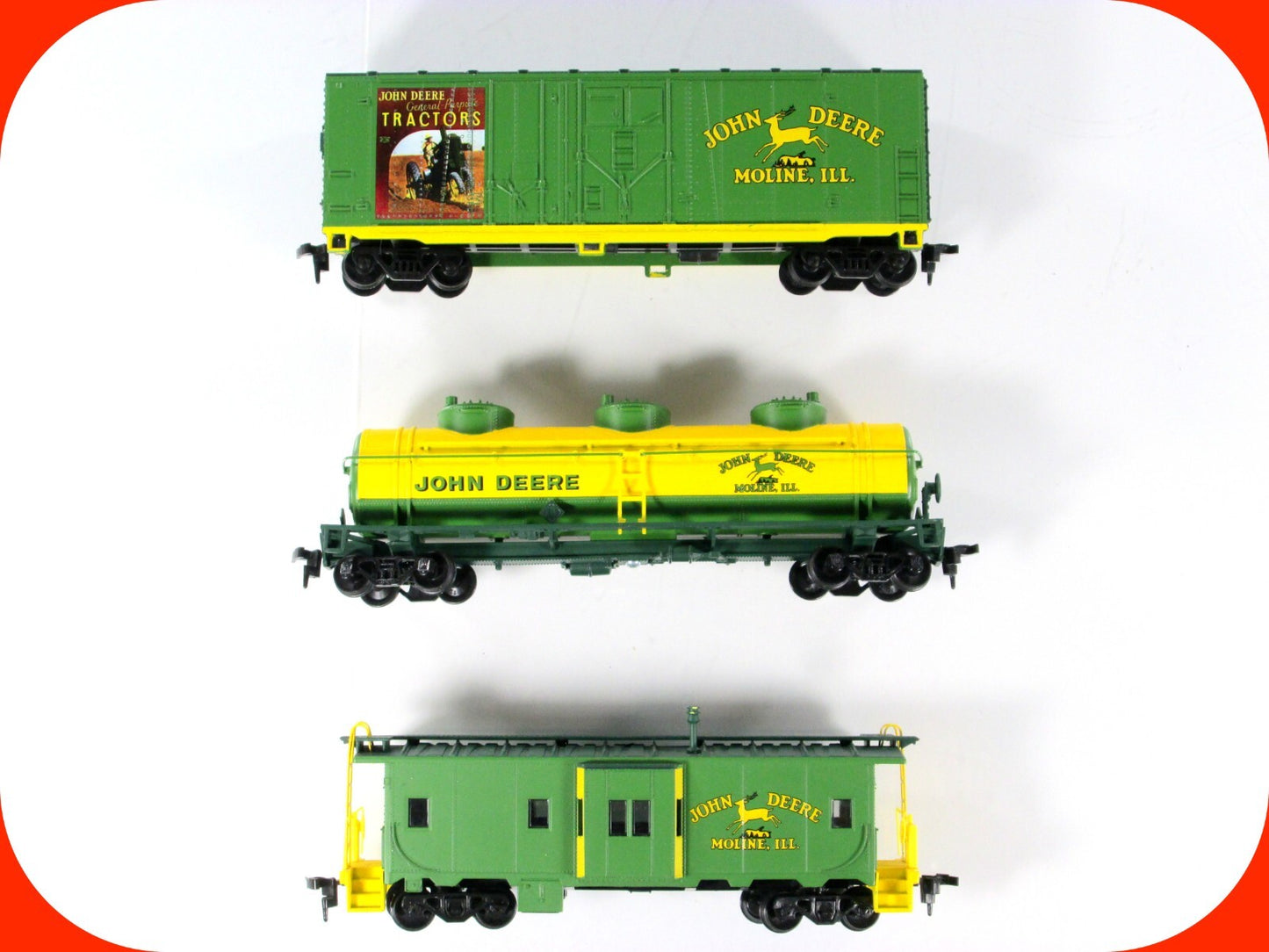 HO Scale ***JOHN DEERE*** Box Car, Tank, Caboose - Athearn (Model B Express Set)