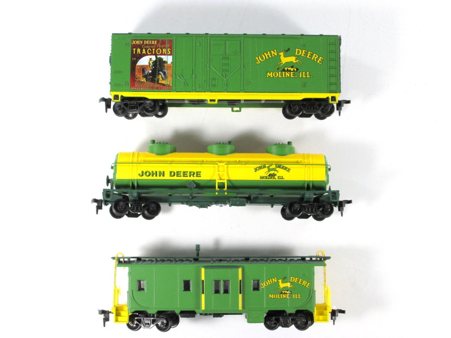 HO Scale ***JOHN DEERE*** Box Car, Tank, Caboose - Athearn (Model B Express Set)