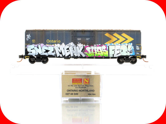 N Scale *ONTARIO NORTHLAND* Weathered Box Car #7424 -Micro Trains 02744040 *RARE