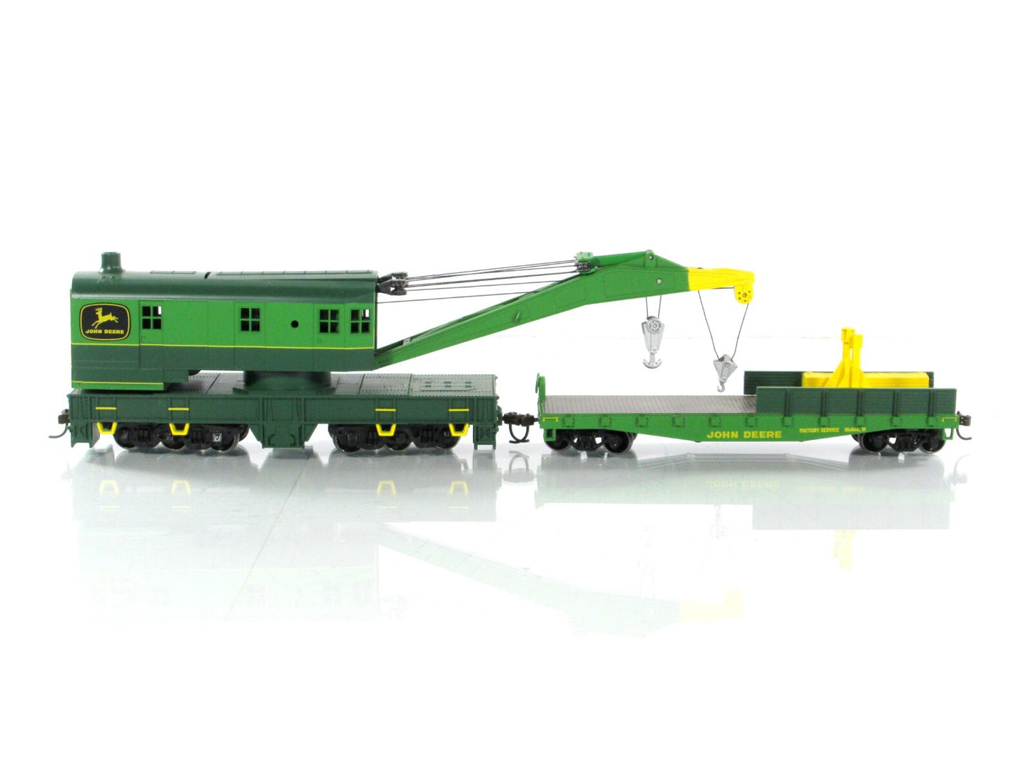 HO Scale ***JOHN DEERE*** 200 Ton Crane & Tender Set --- Athearn 7732 ***RARE***