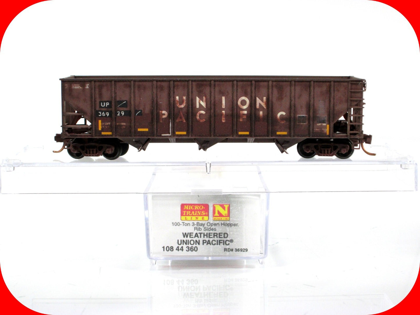 N Scale ***UNION PACIFIC*** Weathered Coal Hopper #36929 - Micro Trains 10844360
