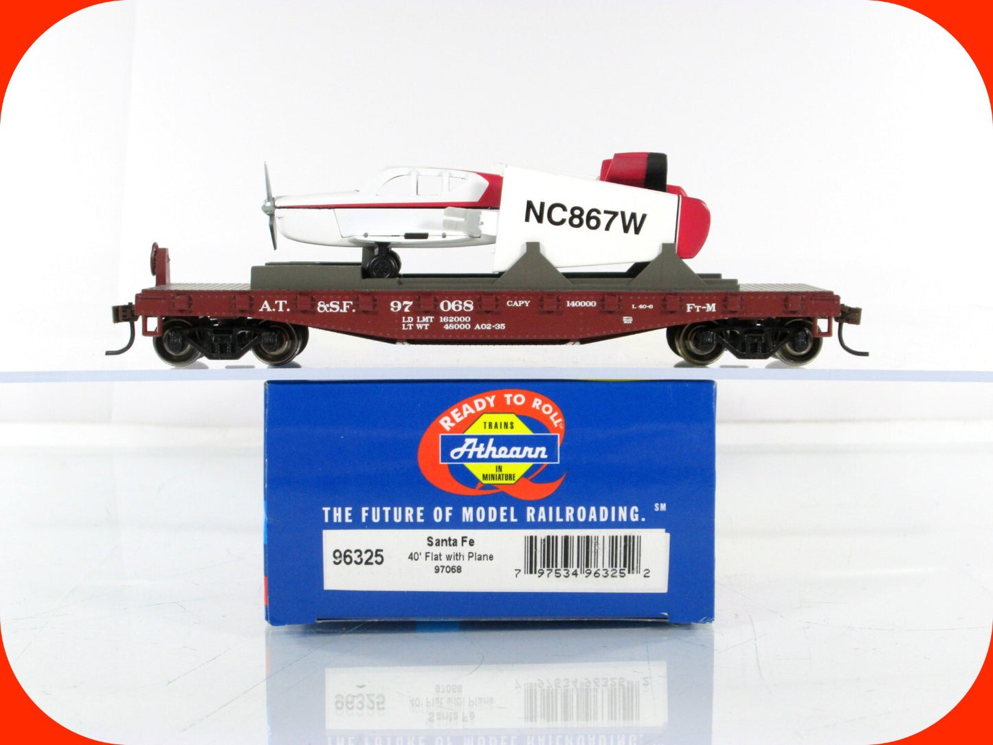 HO Scale ***SANTA FE*** Flat Car w/ Airplane, ATSF 97068 - Athearn 96325 ***RARE