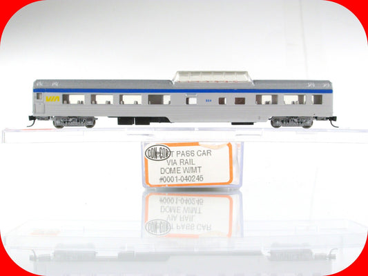 N Scale VIA Rail Dome Passenger Car #504, Micro Trains Couplers - Con-Cor 040245