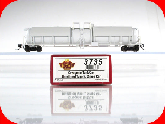 N Scale ***CRYOGENIC*** Tank Car, Unlettered, Type B ----- Broadway Limited 3735