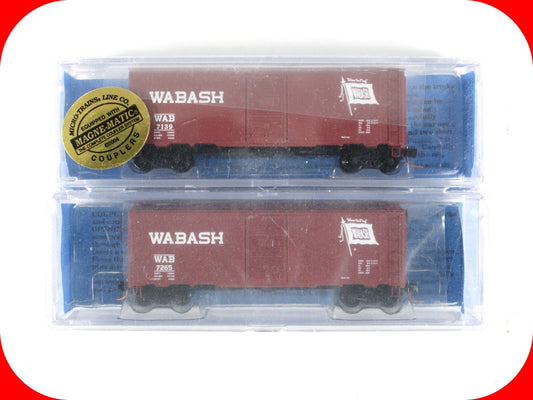 N Scale **WABASH** 40' Box Car Set - WAB 7139, 7265 - Deluxe 143002, MTL Cplrs