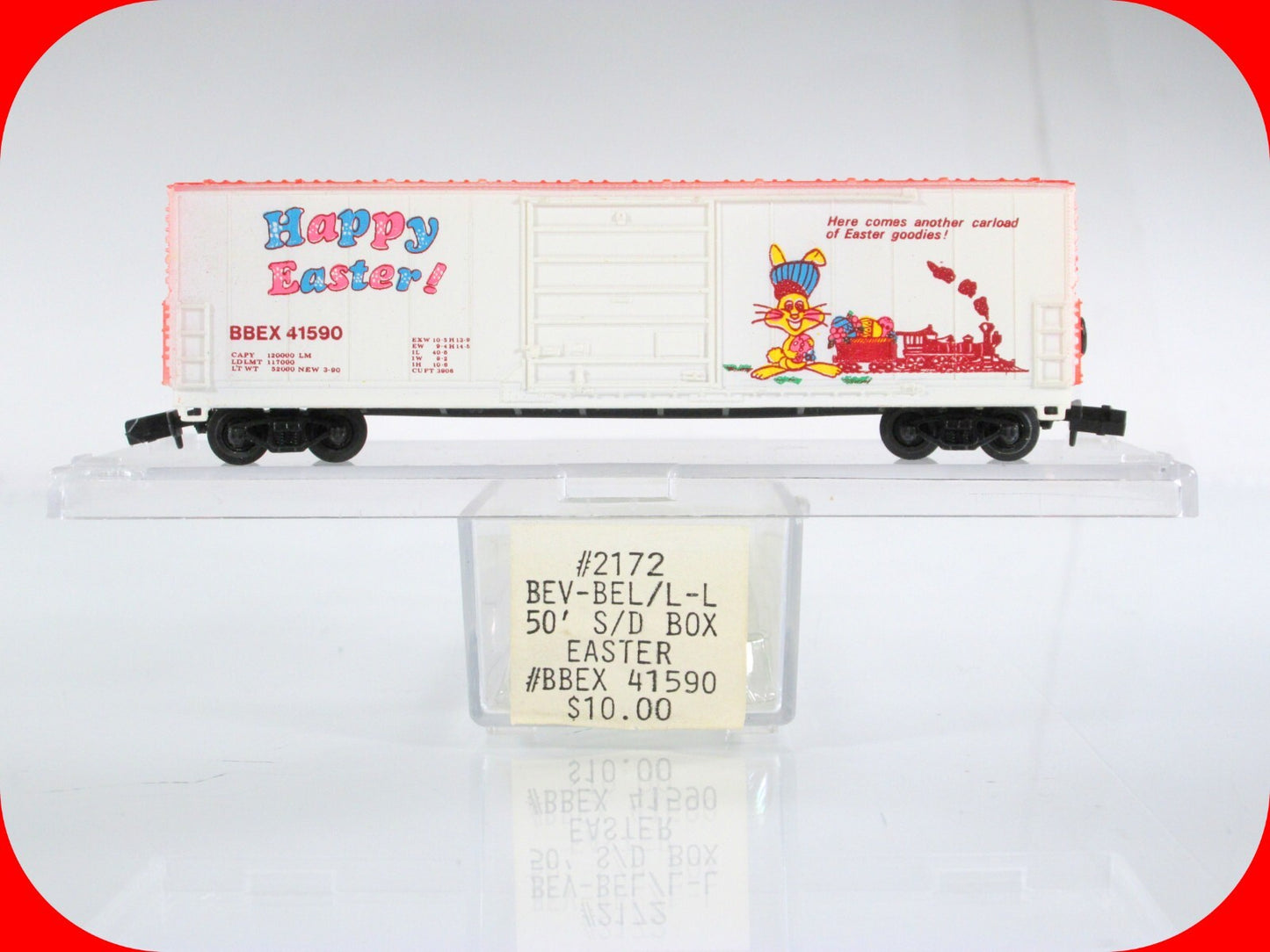 N Scale ***HAPPY EASTER*** 50' Single Door Box Car -- BBEX 41590 -- Bev-Bel 2172