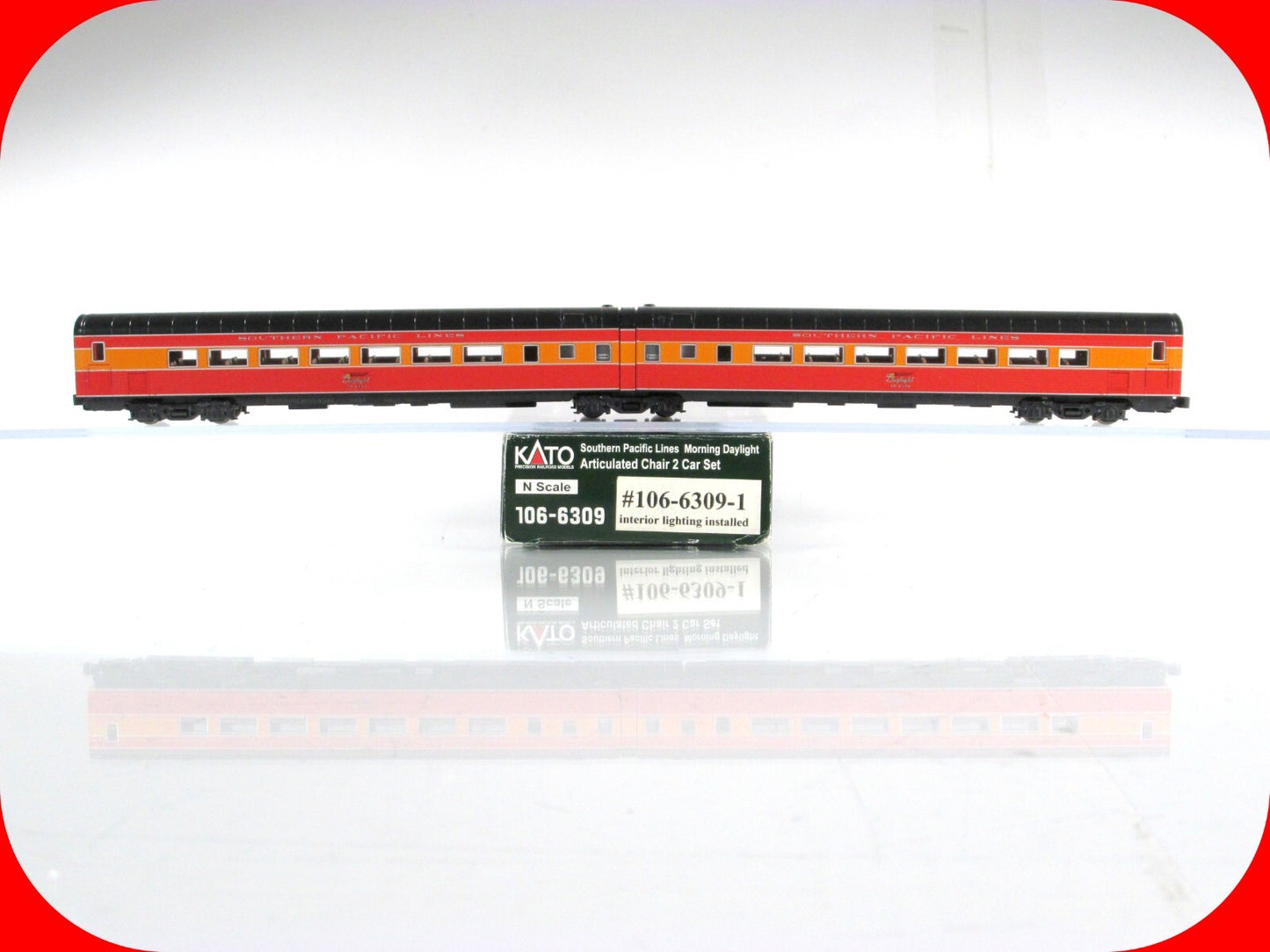N Scale LIGHTED Southern Pacific MORNING DAYLIGHT Car #2457,2458 - Kato 106-6309