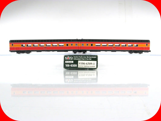 N Scale LIGHTED Southern Pacific MORNING DAYLIGHT Car #2457,2458 - Kato 106-6309