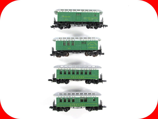 N Scale CPRR Central Pacific OVERTON Old time Passenger 4-Car Set  -- Roundhouse