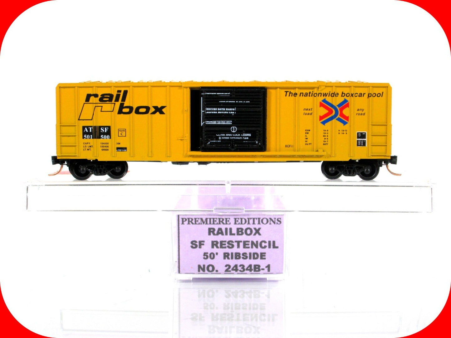 N Scale ***RAILBOX*** Box Car, Restencil ATSF #501500 -Premiere Editions 2434B-1