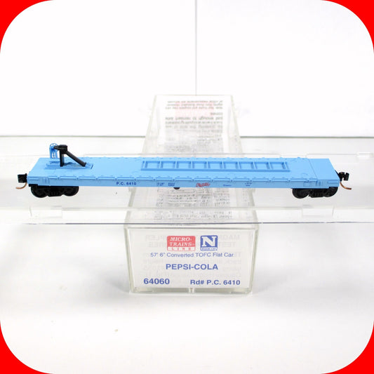 N Scale ***PEPSI-COLA*** 57'6" TOFC Flat Car - PC 6410 ------ Micro Trains 64060