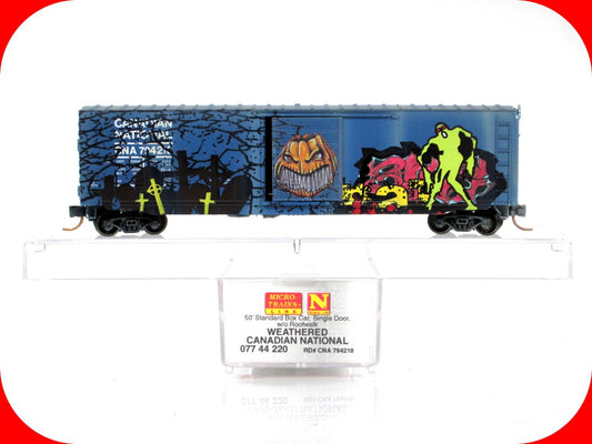 N Scale **CANADIAN NATIONAL** HALLOWEEN Graffiti Box Car - Micro Trains 07744220