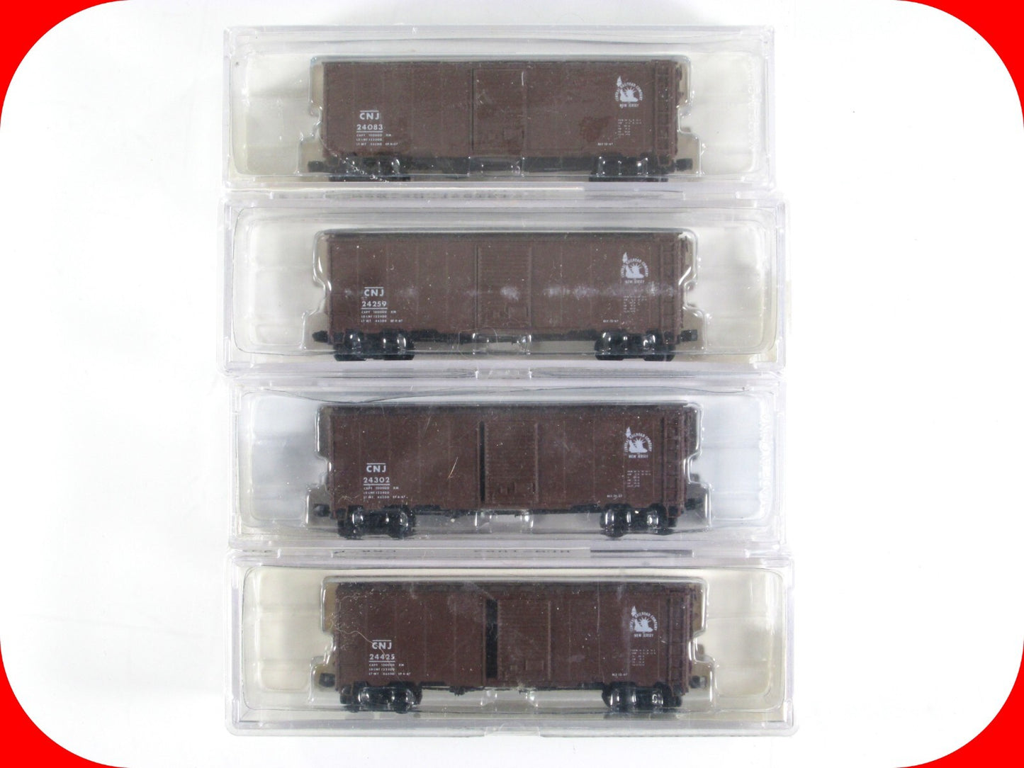 N Scale ***CENTRAL NEW JERSEY** 40' Box Car 4-Pack Set -Intermountain / BLW-1052