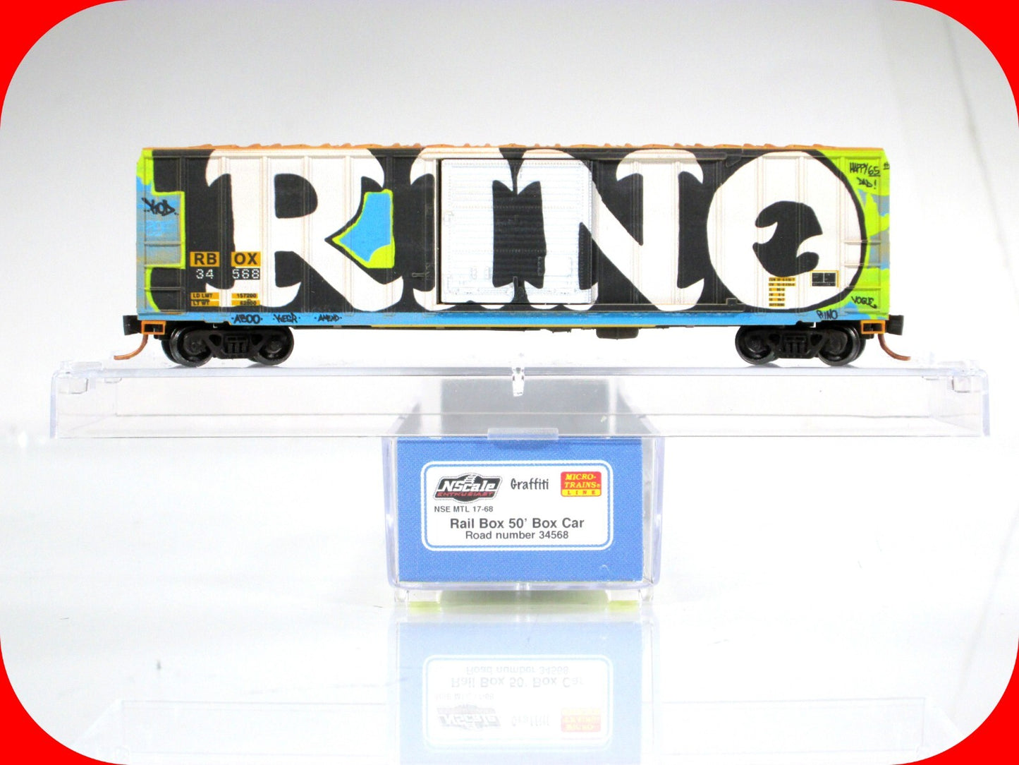 N Scale **RAILBOX GRAFFITI** Box Car #34568 - Micro Trains NSE MTL 17-68 *RARE*