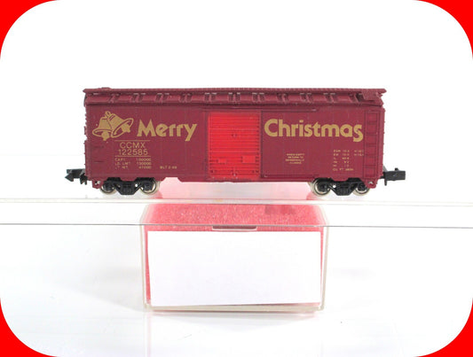 N Scale MERRY CHRISTMAS 40' Single Door Steel Box Car 1985, -Con-Cor 0001-008502