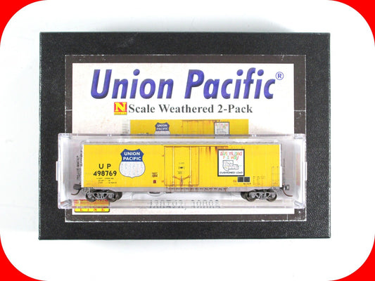N Scale ***UNION PACIFIC*** Weathered Box Car - Micro Trains 99305480 / 18151070