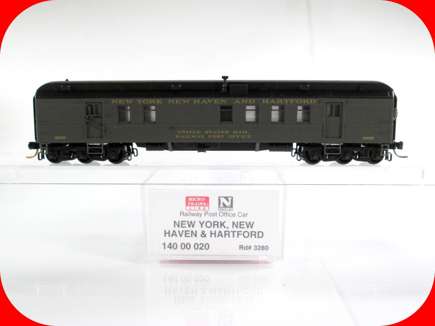 N Scale NEW YORK, NEW HAVEN & HARTFORD - RPO Car #3280 - Micro Trains 140 00 020