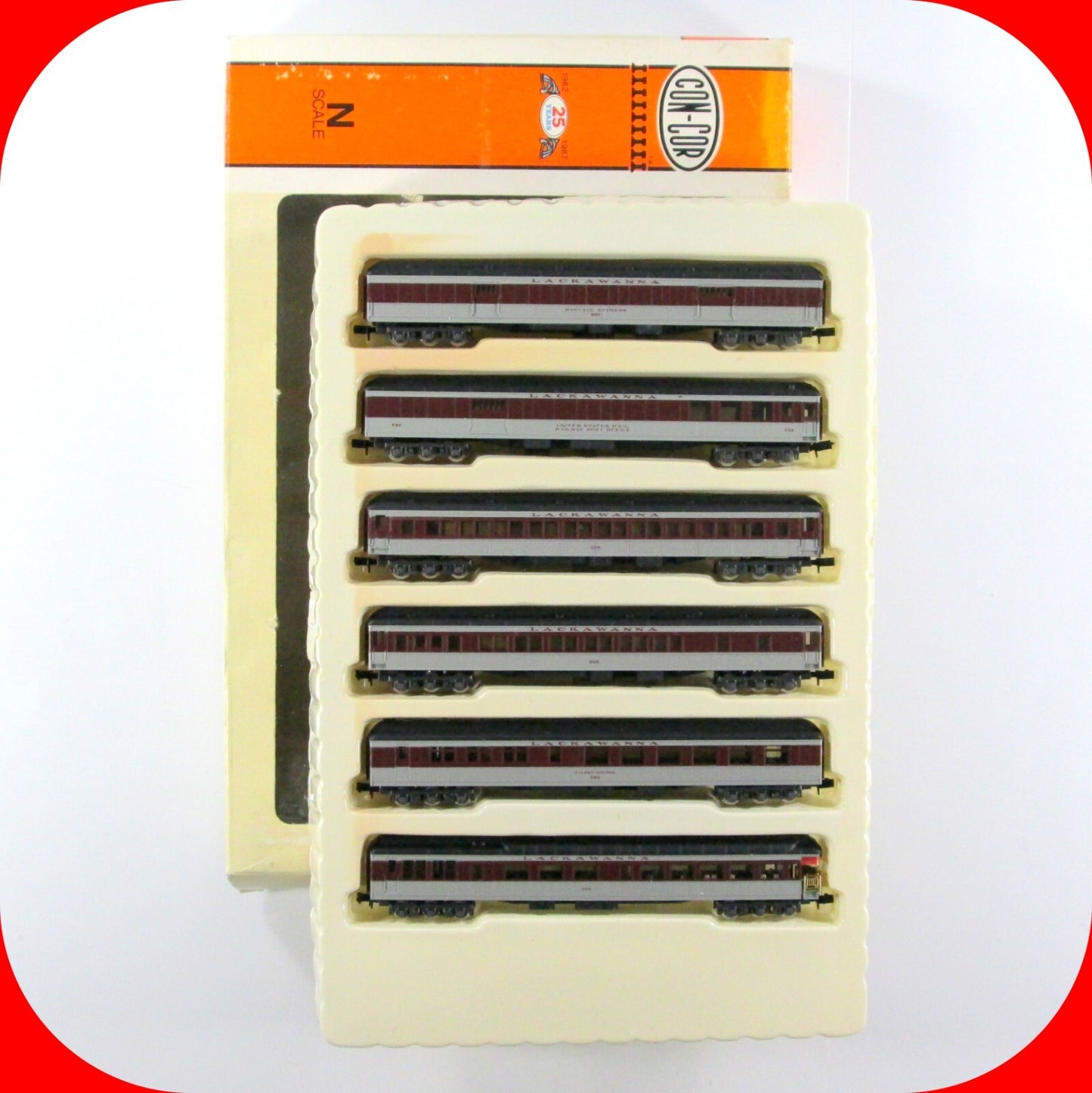 N Scale **LACKAWANNA* Heavyweight Passenger Car 6-Pack Set - Con-Cor 0003-570015