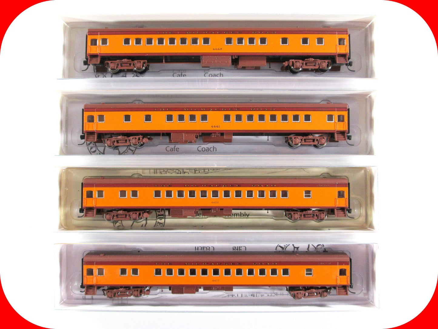 N Scale MILWAUKEE ROAD Bunk & Original Brown Roof Passenger Car Set - FOX VALLEY