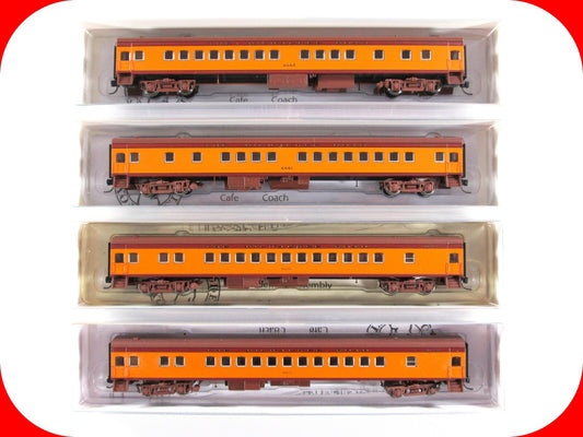 N Scale MILWAUKEE ROAD Bunk & Original Brown Roof Passenger Car Set - FOX VALLEY