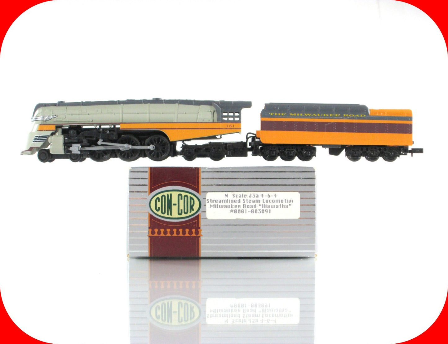 N Scale *MILWAUKEE Road HIAWATHA* J3a 4-6-4 Steam Locomotive #151 - Con-Cor 3091